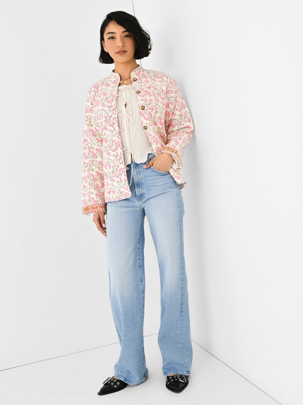 SUR LA VAGUE Pink Flower Carpet Jacket One Size VGUC - Picture 2 of 10